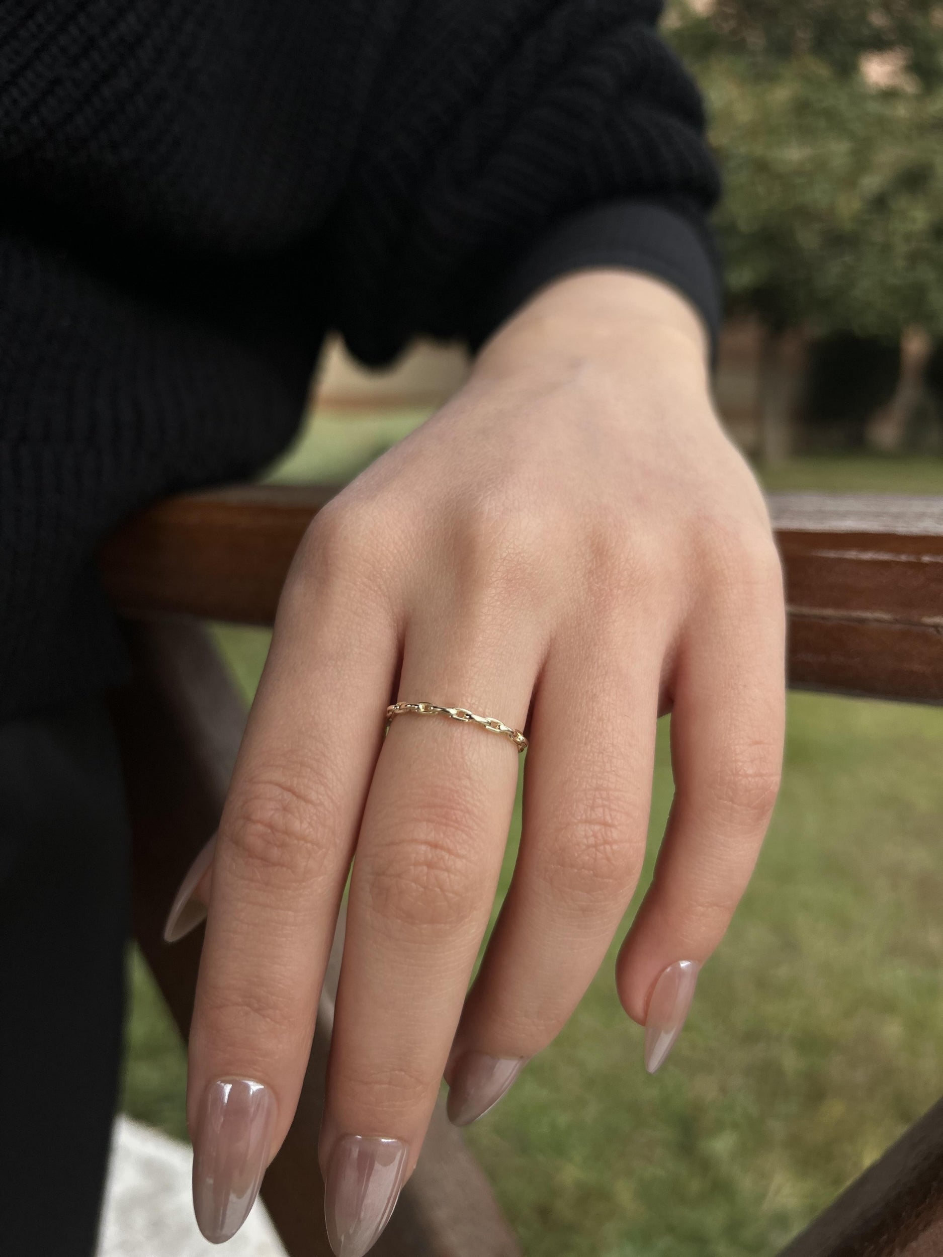 14 ayar altın minimal zincir yüzük