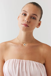 Oval Lacivert Taşlı Madalyon Uç Tel Choker