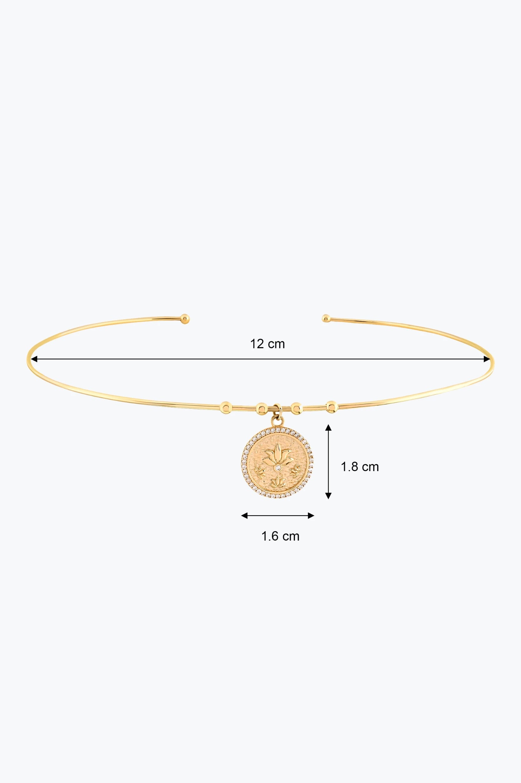 Taşlı Lotus Uçlu Tel Choker