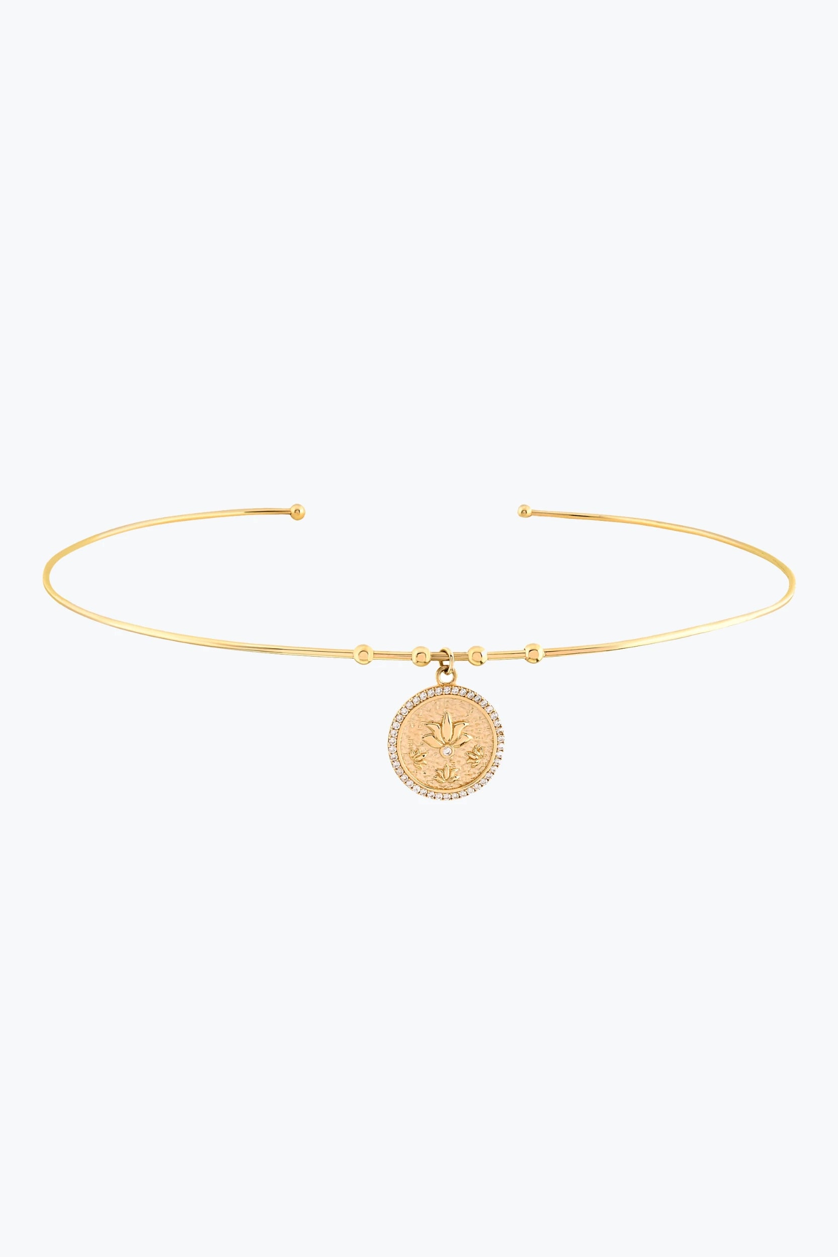 Taşlı Lotus Uçlu Tel Choker
