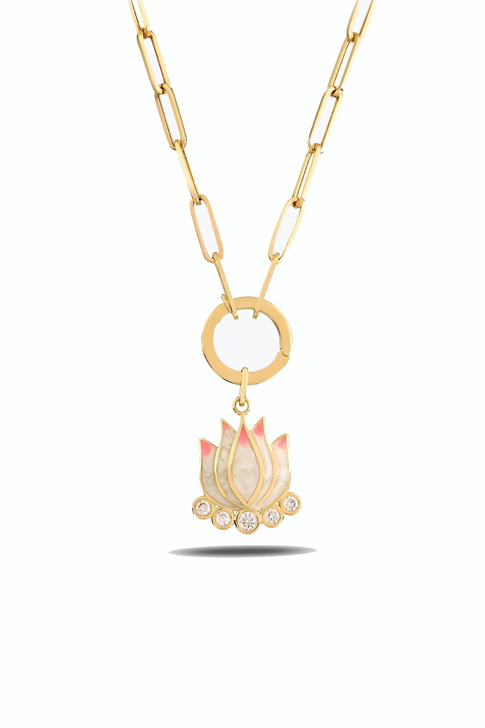 Pembe Lotus Kolye