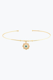 Yuvarlak Firuze Taşlı Çiçek Madalyon Uçlu Tel Choker