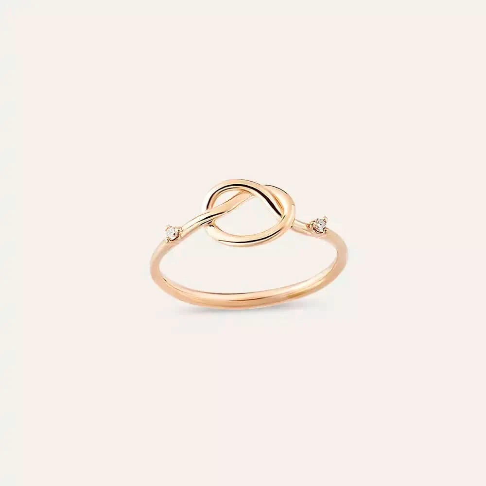 0.02 CT Düğüm Pırlanta Taşlı Rose Altın Yüzük