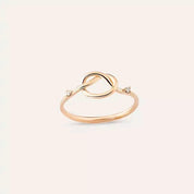 0.02 CT Düğüm Pırlanta Taşlı Rose Altın Yüzük