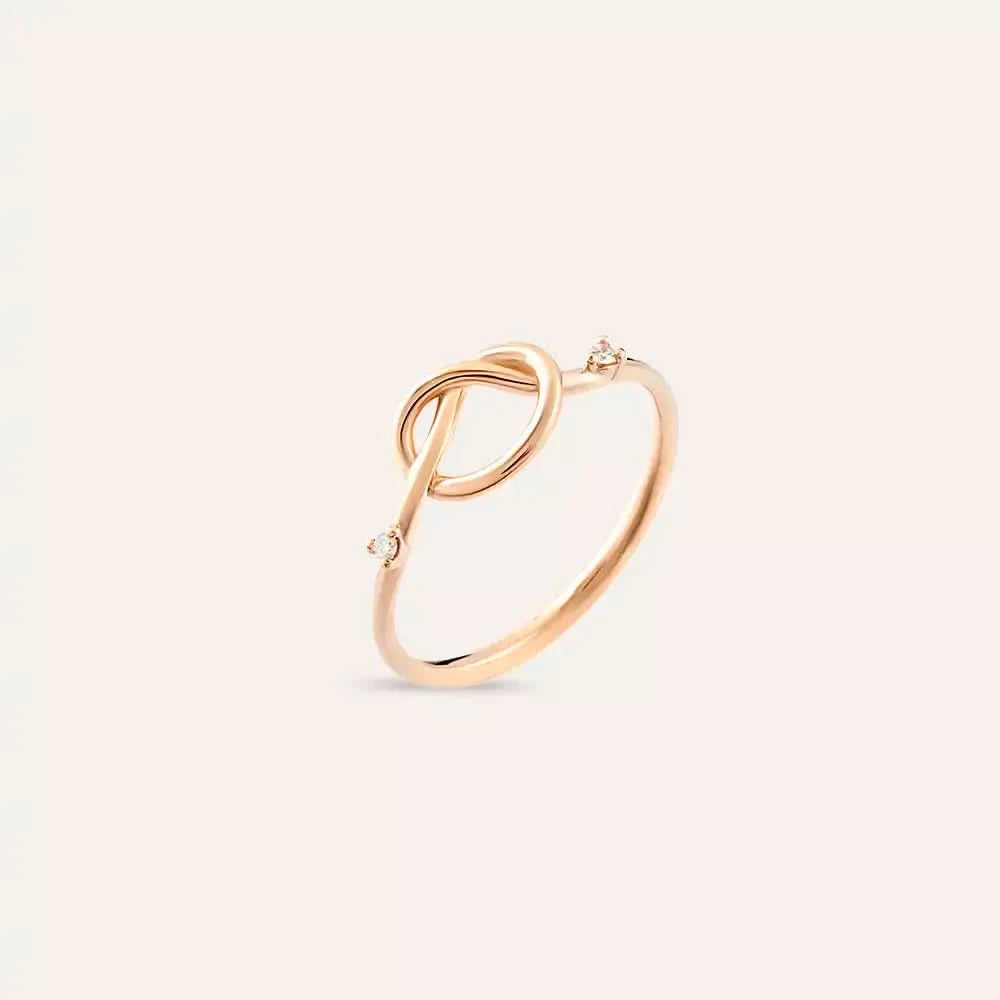 0.02 CT Düğüm Pırlanta Taşlı Rose Altın Yüzük