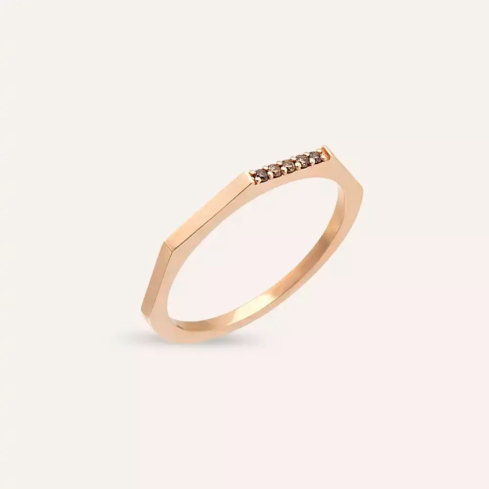 0.05 CT Brown Pırlanta Taşlı Rose Altın Yüzük Pırlanta Yüzük