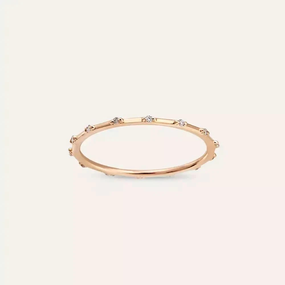 0.05 CT Pırlanta Taşlı Rose Altın Minimal Tamtur Yüzük
