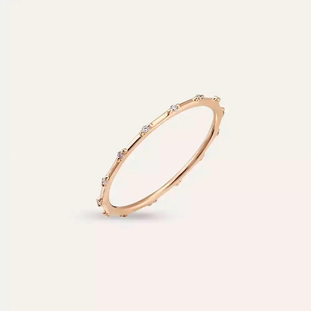 0.05 CT Pırlanta Taşlı Rose Altın Minimal Tamtur Yüzük
