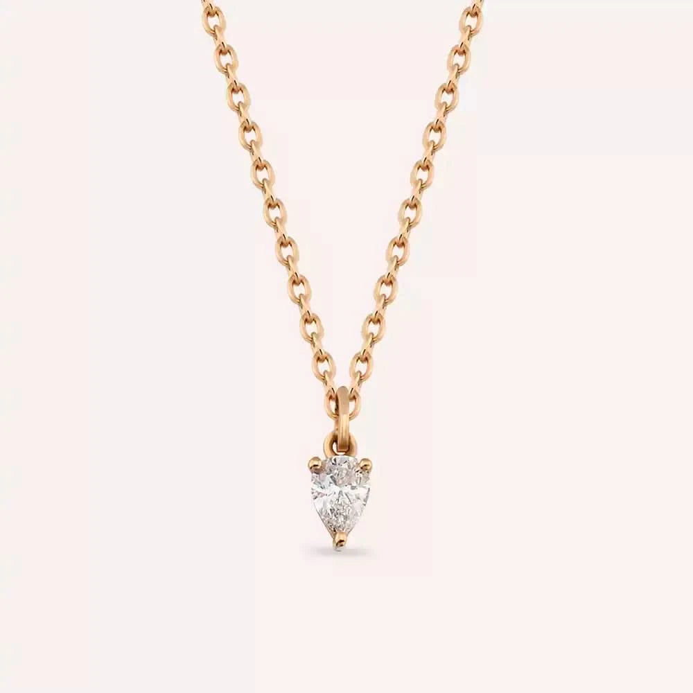 0.06 CT Damla Kesim Pırlanta Taşlı Rose Altın Kolye