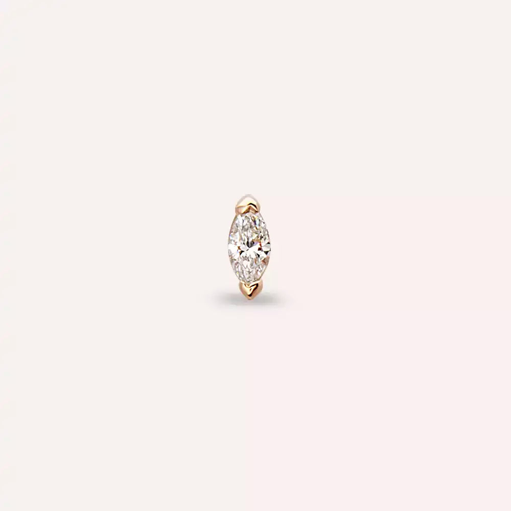 0.07 CT Markiz Kesim Pırlanta Taşlı Rose Altın Piercing