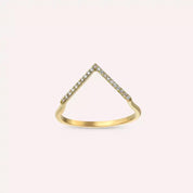 0.09 CT Pırlanta Taşlı Sarı Altın Minimal V Yüzük