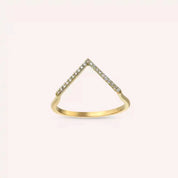 0.09 CT Pırlanta Taşlı Sarı Altın Minimal V Yüzük