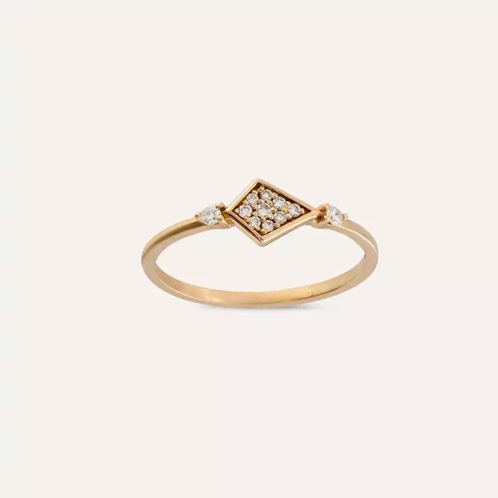 0.10 CT Pırlanta Taşlı Rose Altın Yüzük