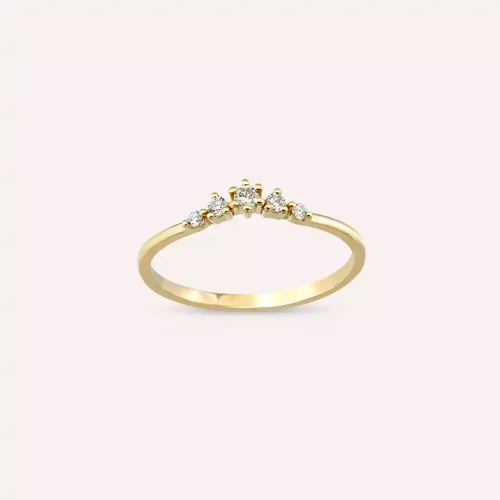 0.10 CT Pırlanta Taşlı Sarı Altın Yüzük