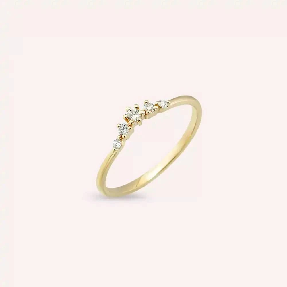 0.10 CT Pırlanta Taşlı Sarı Altın Yüzük