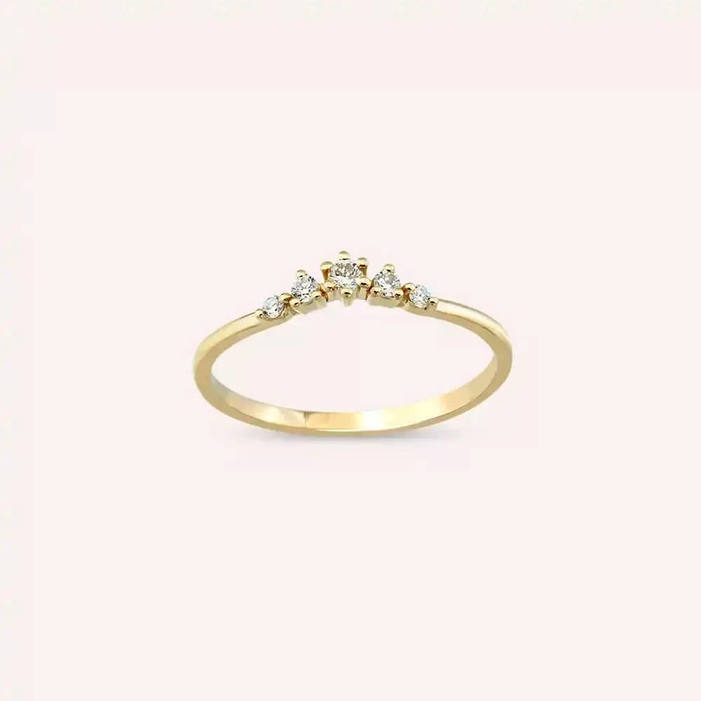 0.10 CT Pırlanta Taşlı Sarı Altın Yüzük