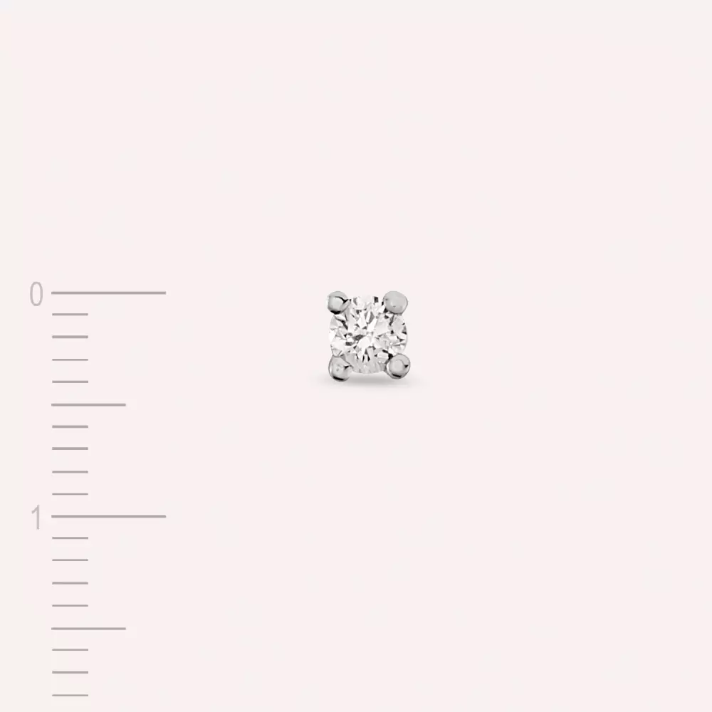 0.10 CT Pırlanta Taşlı Tektaş Beyaz Altın Tek Küpe