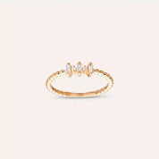 0.12 CT Baget Pırlanta Taşlı Minimal Rose Altın Yüzük