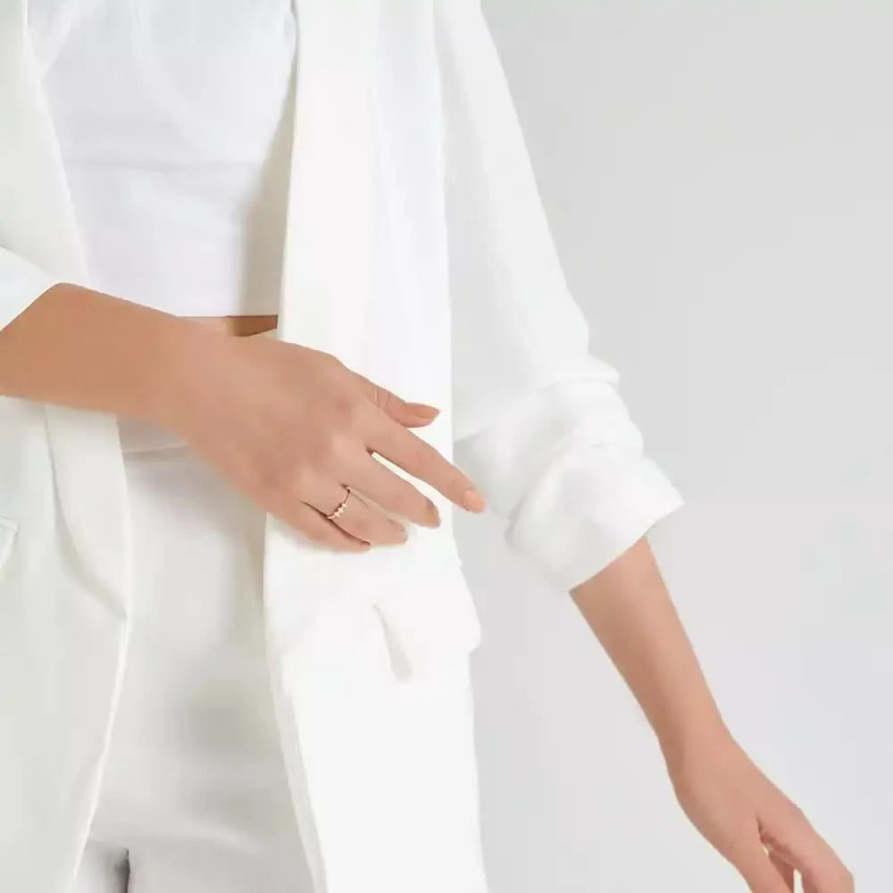 0.12 CT Baget Pırlanta Taşlı Minimal Rose Altın Yüzük