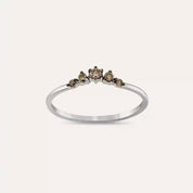 Raven 0.12 CT Brown Pırlanta Taşlı Beyaz Altın Yüzük