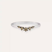 Raven 0.12 CT Brown Pırlanta Taşlı Beyaz Altın Yüzük