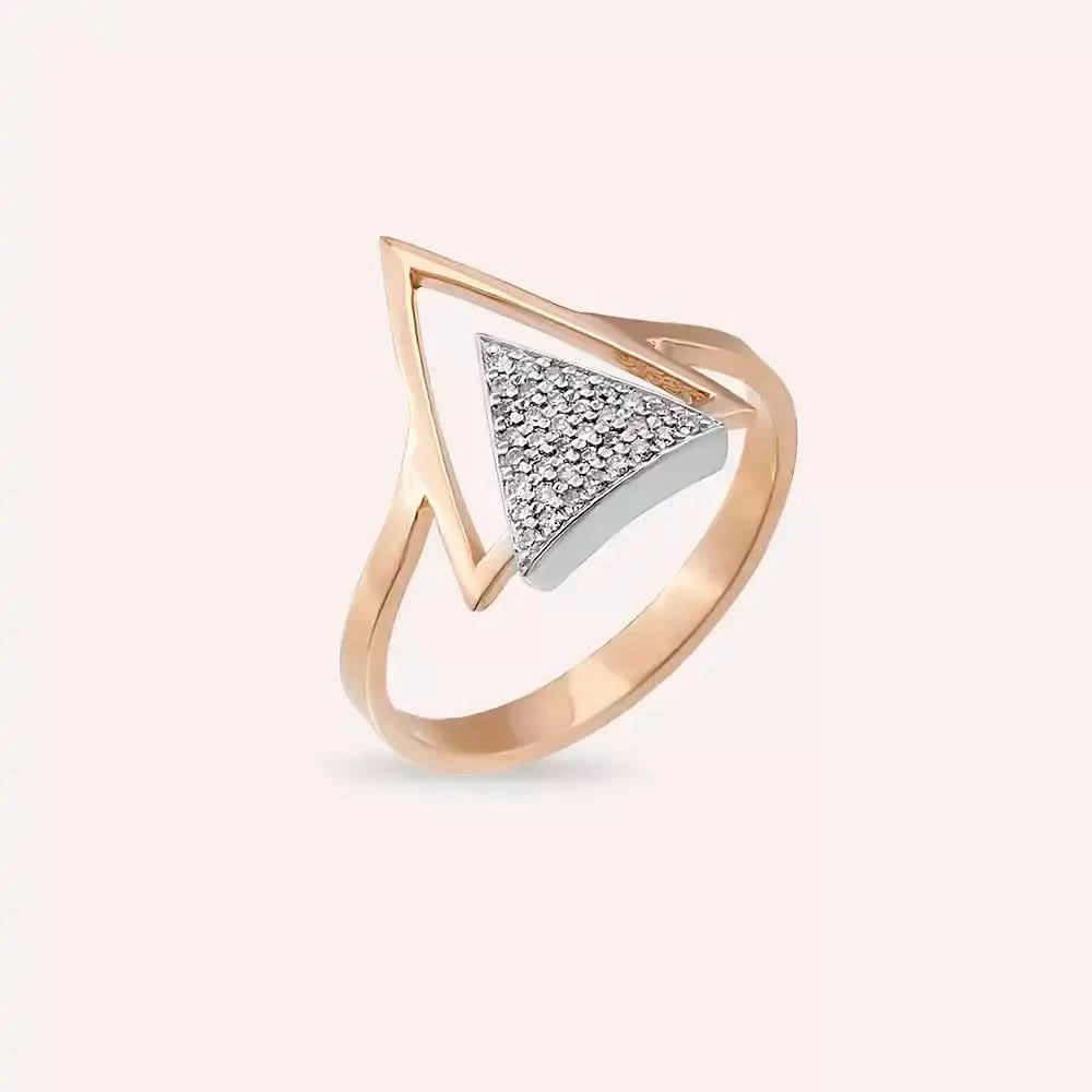 0.12 CT Pırlanta Taşlı Rose Altın Yüzük