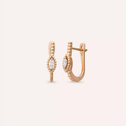 0.13 CT Markiz Kesim Pırlanta Taşlı Rose Altın Küpe