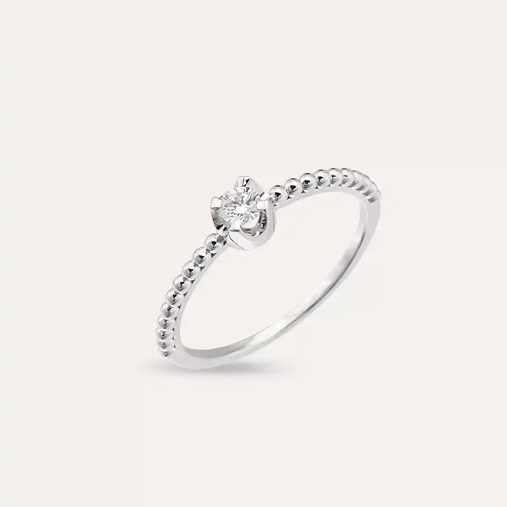 0.13 CT Tektaş Pırlanta Beyaz Altın Yüzük