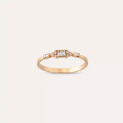 0.14 CT Baget Pırlanta Taşlı Rose Altın Yüzük