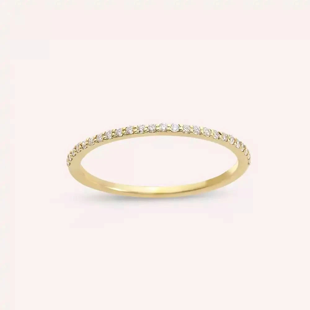 0.14 CT Pırlanta Taşlı Sarı Altın Yarımtur Yüzük