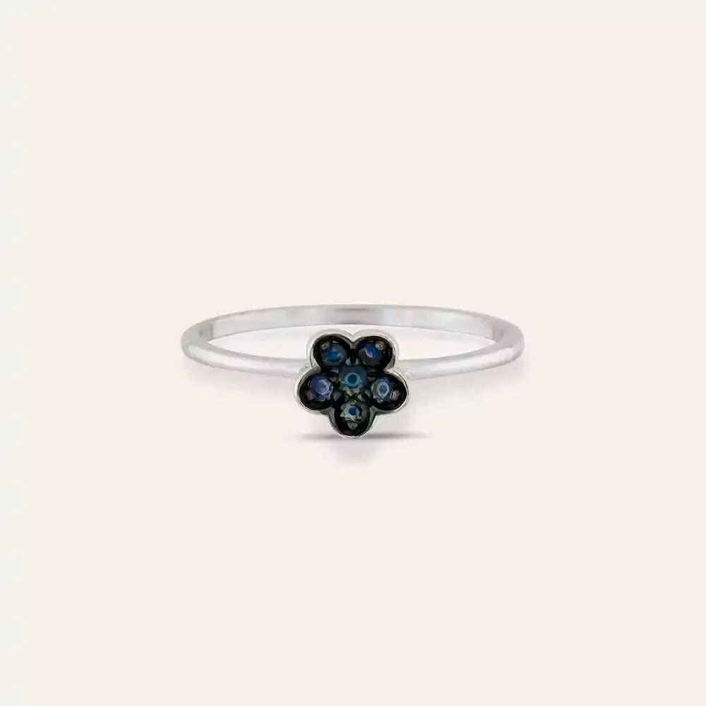 0,14 CT Siyah Pırlanta Taşlı Beyaz Altın Yüzük