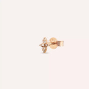 0.15 CT Baget Pırlanta Taşlı Rose Altın Tek Küpe