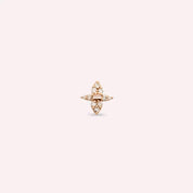 0.15 CT Baget Pırlanta Taşlı Rose Altın Tek Küpe