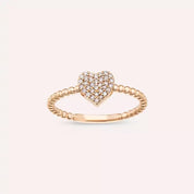 Eros 0.15 CT Pırlanta Taşlı Rose Altın Kalp Yüzük