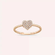 0.15 CT Pırlanta Taşlı Rose Altın Kalp Yüzük