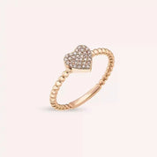 0.15 CT Pırlanta Taşlı Rose Altın Kalp Yüzük