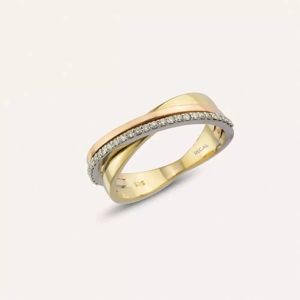 0.15 CT Pırlanta Taşlı Sarmal Alyans Yüzük