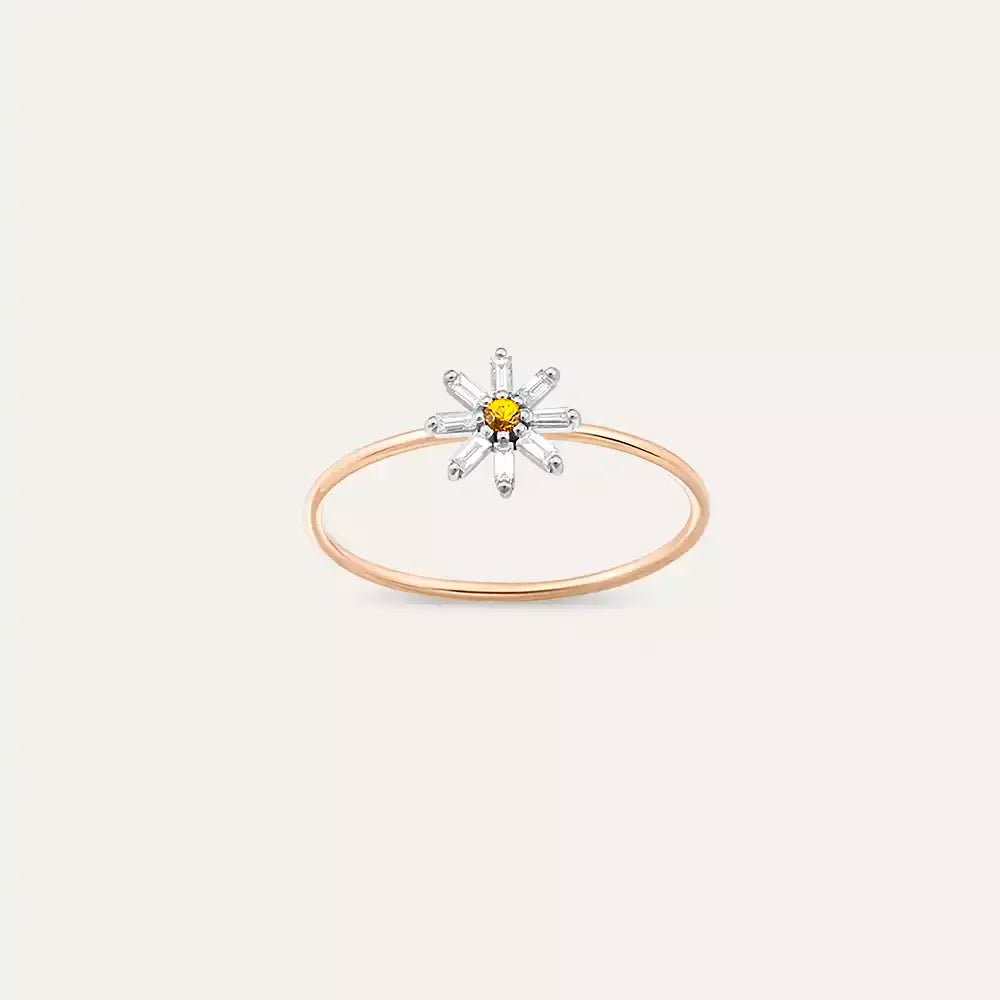0.15 CT Safir ve Pırlanta Taşlı Rose Altın Yüzük