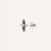 0.16 CT Siyah Pırlanta Taşlı Beyaz Altın Tek Küpe