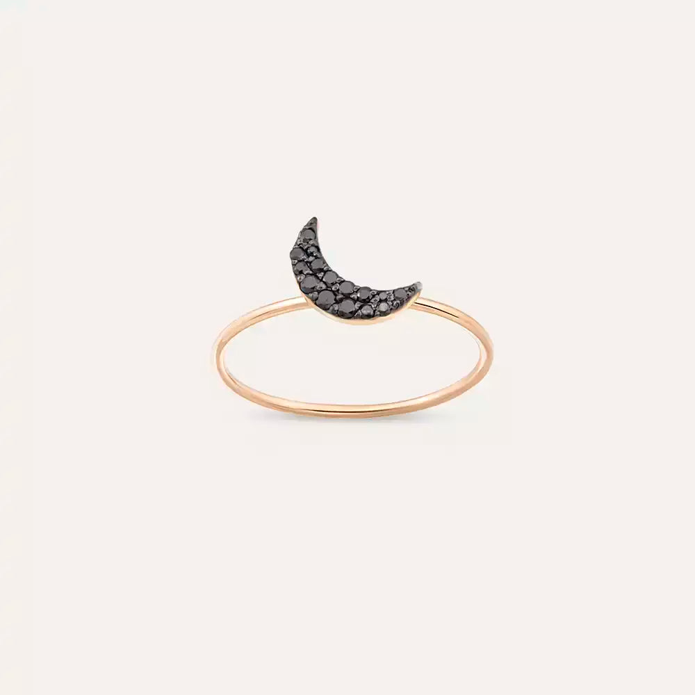 Mona 0.16 CT Siyah Pırlanta Taşlı Rose Altın Yüzük