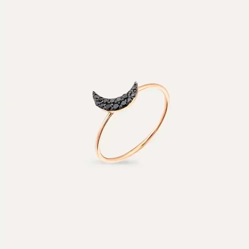 Mona 0.16 CT Siyah Pırlanta Taşlı Rose Altın Yüzük