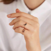 0.16 CT Siyah Pırlanta Taşlı Rose Altın Yüzük