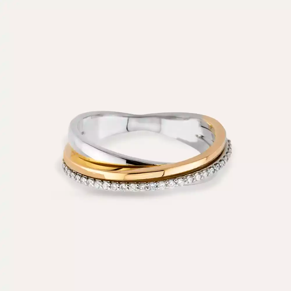 0.17 CT Pırlanta Taşlı Sarmal Alyans Yüzük