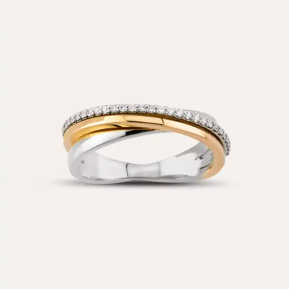 0.17 CT Pırlanta Taşlı Sarmal Alyans Yüzük