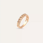 0.18 CT Pırlanta Taşlı Rose Altın Zincir Yüzük