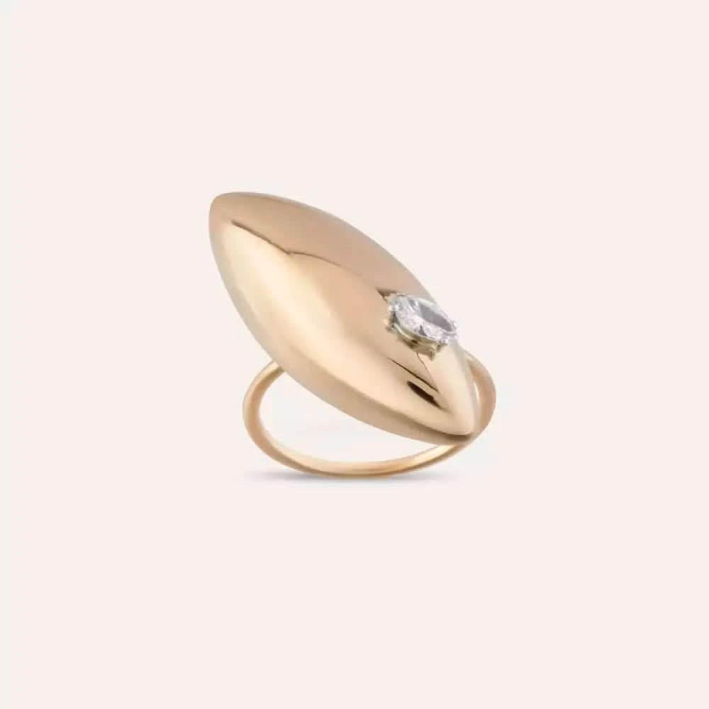 0.19 CT Oval Kesim Pırlanta Taşlı Rose Altın Yüzük