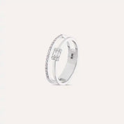 0.20 CT Baget Pırlanta Taşlı Yarımtur Çift Sıra Yüzük