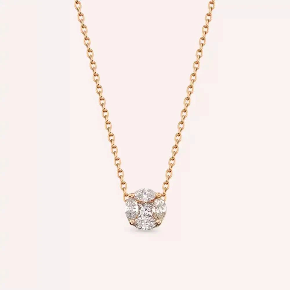 0.21 CT Pırlanta Taşlı Rose Altın Kolye