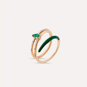 0.21 CT Zümrüt ve Pırlanta Taşlı Yeşil Mineli Yüzük