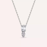 0.22 CT Baget Kesim Pırlanta Taşlı Beyaz Altın Kolye